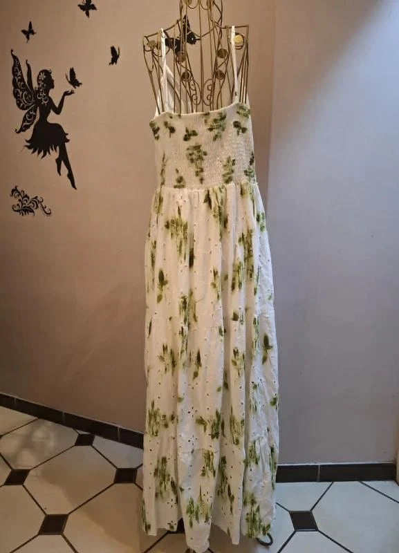 Vestido longo de algodão estampado e bordados ingleses – photo 5
